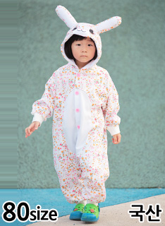 ★한정 할인 이벤트 키즈동물잠옷(긴팔단추)-작은꽃토끼 80 size